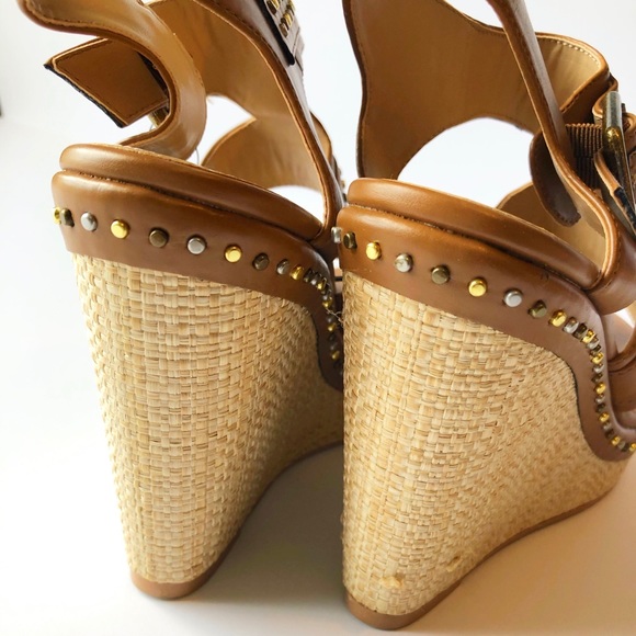 Express Platform Wedge Studded Sandals sz 9 - Picture 6 of 7